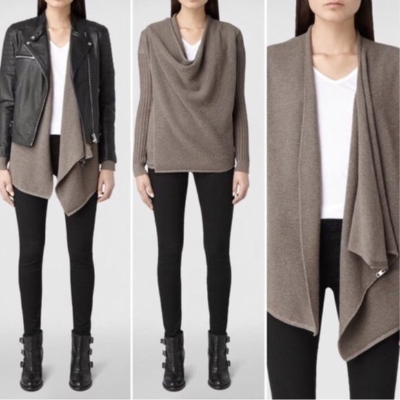 All Saints Sweaters - ALLSAINTS Drina Wrap Wool Cardigan